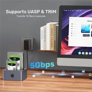 Unitek Y-3026GY01-UK Drive Dock SATA/600 - USB 3.0 Type B Host Interface - UASP Support - Space Gray - 1 x HDD Supported -