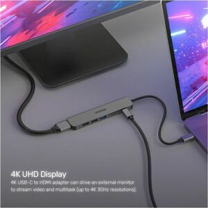 Unitek uHUB USB Type C Docking Station for Card Reader, Desktop PC, Monitor - Charging Capability - Memory Card Reader - S