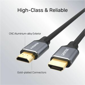 5M HDMI2.1 Male to Male Cable (8K 60Hz) Space Grey + Black UNITEK color sleeve + white box