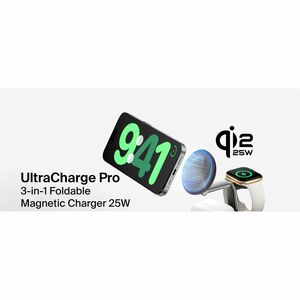 Belkin UltraCharge Pro Induction Charger - Charcoal - For Qi2-enabled Device, AirPod, Smartwatch, Smartphone, iPhone - 30 
