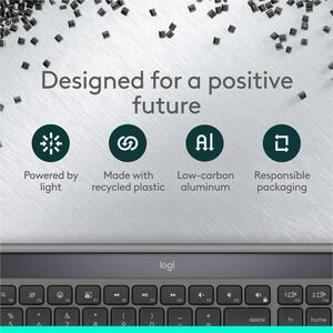 Logitech Signature Slim Solar+ keyboard for Mac, solar and artificial light powered, durable battery that lasts up to 10 y