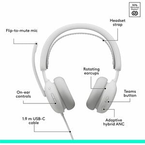 Logitech Zone Wired 2 for Business - Noise-Canceling Headset with Adaptive Hybrid ANC, Microsoft Teams Certified, USB-C wi