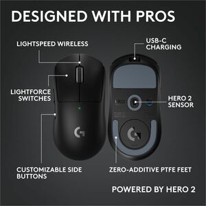 Logitech G PRO X SUPERLIGHT 2c wireless gaming mouse, 51 g pro-grade compact mouse with 5 programmable buttons, USB-C char