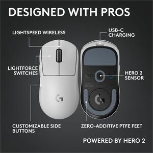 Logitech G PRO X SUPERLIGHT 2c wireless gaming mouse, 51 g pro-grade compact mouse with 5 programmable buttons, USB-C char