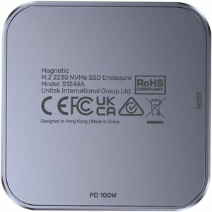 Unitek S1244AGY01 Drive Enclosure PCI Express NVMe, M.2 - USB Type C Host Interface - UASP Support - Space Gray - 1 x SSD 