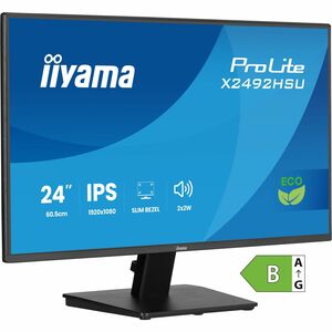 iiyama ProLite 24" (60.5 cm) IPS-Full-HD-Panel mit 4-seitigem Slim-Bezel und Energieeffizienzklasse B:
61 cm (24") LED IPS