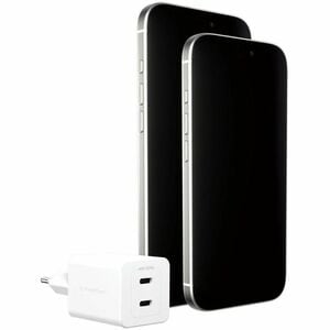 PanzerGlass Turbo 45 W AC Adapter - Universal Adapter - 2 USB Type-C - For Smartphone, Tablet PC - Europe - Silver, White