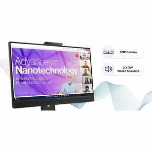 Lenovo ThinkVision T24-4v 24 Zoll Klasse Webcam Full HD LED-Monitor - 16:9 Format - Schwarz - 60,5 cm (23,8 Zoll) Viewable