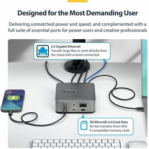 StarTech.com Thunderbolt 5, Thunderbolt 4, USB4 Docking Station for Desktop PC, Notebook, Mobile Device - Charging Capabil