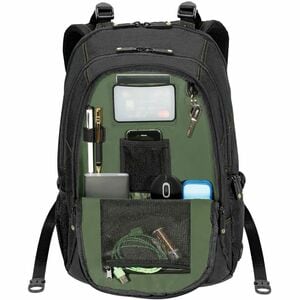 Targus Spruce EcoSmart TBB013AP 便携包 (背包) 用于 39.6 cm (15.6") 笔记本电脑, 附件 - 黑 - 涤纶, 塑料 Body - 肩带, 手柄 - 374.7 毫米 高度 x 260.3 毫米 