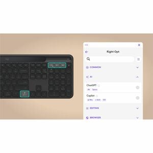 Logitech Signature Slim Solar+ K980 Keyboard - Full-size - Wireless Connectivity - USB Type C Interface - Spanish - QWERTY