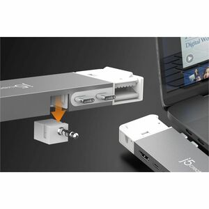 j5create JCD395 USB Type C Docking Station for TV, Flash Drive, Projector - Charging Capability - 2 Displays Supported - 4