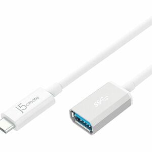 j5create JUCX05 Data Transfer Adapter - 1 Each - 1 x USB Type C - Male - 1 x USB 3.1 Type A - Female - Silver, White