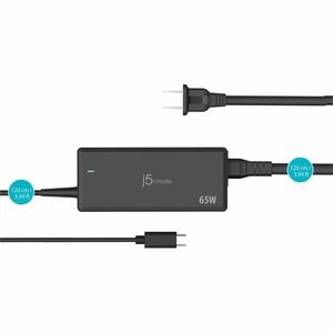 j5create JUP1265-EN 65 W Adaptador de energia - 1 Pack - Adaptador universal - para Notebook, PC Tablet, Smartphone, MacBo