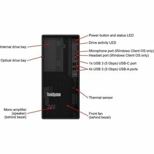 Lenovo ThinkSystem ST45 V3 7DH5A01VNA Tower Server - 1 x AMD EPYC 4244P 3.80 GHz - 16 GB RAM - Serial ATA/600 Controller -