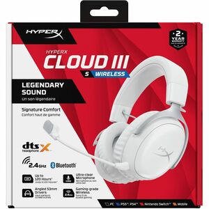 HyperX Cloud III S Wireless Over-the-head, Over-the-ear Stereo Gaming Headset - White - Binaural - Circumaural - 2000 cm -