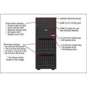 Lenovo ThinkSystem ST250 V3 7DCE100FEA Tower Server - 1 x Intel Xeon 6353P 2,70 GHz - 32 GB RAM - 1,88 TB SSD - (2 x 960GB