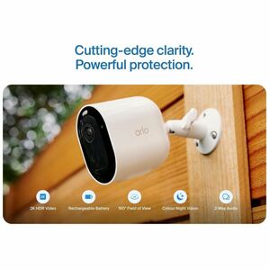 Arlo Pro Outdoor 2K Network Camera - Colour - 1 - White - Infrared/Color Night Vision - 2560 x 1440 - Wi-Fi - Wall Mount -