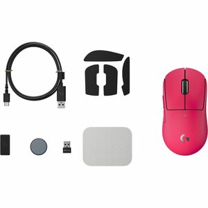 Logitech G PRO X SUPERLIGHT 2c 游戏鼠标 - 无线电频率 - USB 2.0 Type A - 5 按钮 - 5 可编程按钮 - 粉 - 1 件 - 有线/无线 - 2.40 GHz - 可充电 - 44000 d