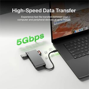 Belkin 7-Port USB-C Hub - USB-C to - 2xUSB-A, 2xUSB-C, 1x4K HDMI, 1xSD + 1xMicroSD Reader - Black - for Notebook, Workstat