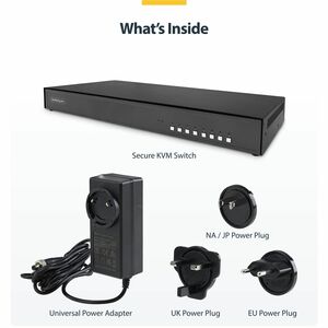 StarTech Secure 8-Port KVM Switch, DisplayPort, 4K 60Hz, NIAP 4.0 Desktop KVM, Metal Housing, Made in the USA - Securely c