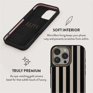 BURGA Case for Apple iPhone 16 Pro Smartphone - Bold Stripes, Black and White Patterns, Timeless Design, Prophecy - Black,