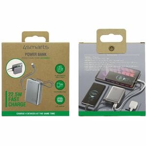 4smarts Pocket Stromspeicher - Grau - für Smartphone, Tablet-PC, Smartwatch, Kabellose Ohrhörer, Kamera, Lautsprecher - 20