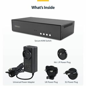 StarTech Secure 4-Port Dual-Monitor KVM Switch, DisplayPort, 4K 60Hz, NIAP 4.0 Desktop KVM, Metal Housing, Made in the USA