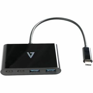 V7 V7UC2A2CHUB-BLK USB Hub - USB Type C - 5 GB/s - Smartphone, Notebook - Black - 4 Total USB Port(s) - PC, Mac