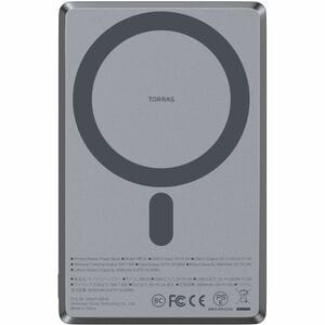 TORRAS MiniMag Stromspeicher - Grau - für MagSafe-fähiges Gerät, Smartphone, iPhone - Lithium-Polymer (Li-Polymer) - 5000 