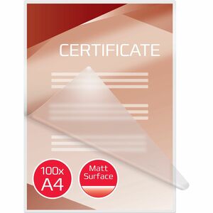 ACCO Matt Laminating Pouch - Sheet Size Supported: A4 216 mm Width x 303 mm Length - Laminating Pouch/Sheet Size: 100 µm T