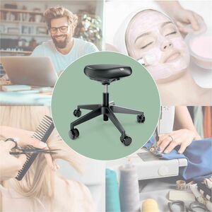 ACCO Utility Stool - Adjustable Seat - Dual Density Foam (DDF), Artificial Leather Seat - 5-star Base - Black