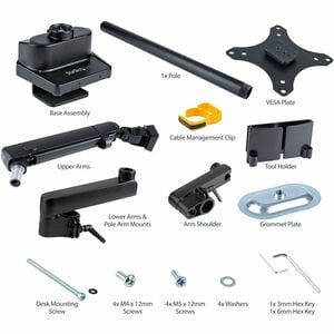 StarTech.com Mounting Arm for Monitor, Display Screen - Black - Landscape/Portrait - Height Adjustable - 1 Display(s) Supp