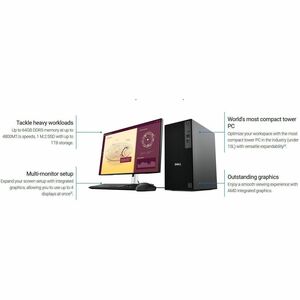 Dell Pro QCT1255 Desktop Computer - AMD Ryzen 5 PRO 8500G - 16 GB - 512 GB PCI Express NVMe 4.0 SSD - Tower - AMD Chip - W