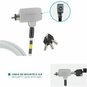 Câble de verrouillage MOBILIS Pour Ordinateur Portable - 180 cm (70,87") Câble - Fermeture à clé - Blanc - Acier - Pour Or