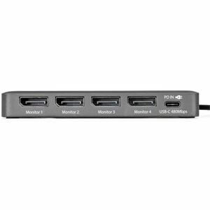 StarTech.com USB-C zu Quad-Monitor Workstation Adapter, 4K 60Hz DisplayPort, 140W PD Passthrough zum Laden von Laptops, 1x