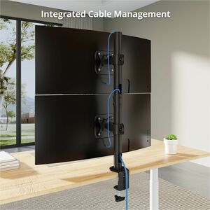 SIIG Dual 38" Stack Monitor Pole Mount - Black - Fits 13-38" Screens, up to 26.5 lbs each - Height Adjustable - 2 Display(