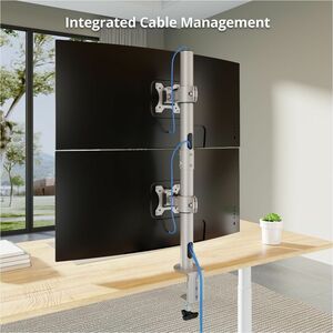 SIIG Dual 38" Stack Monitor Pole Mount - Gray - Fits 13-38" Screens, up to 26.5 lbs each - Height Adjustable - 2 Display(s