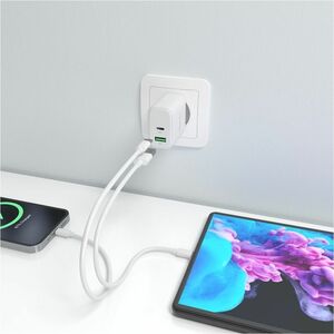 CARGADOR GAN 45W USB-C PD3.0 QC4.0 USB-A QC3.0 BLANCO
