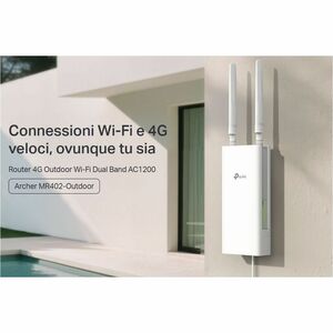 Modem/Router wireless TP-Link Archer MR402-Outdoor - Wi-Fi 5 - IEEE 802.11a/b/g/n/ac - 1 SIM - Ethernet, Cellulare - 4G - 