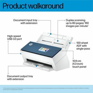 HP Scanjet Enterprise Flow 9000 s1 Sheetfed Scanner - 600 x 600 dpi Optical - 24-bit Color - 48-bit Grayscale - Greyscale 