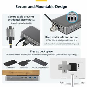 StarTech.com Station d'Accueil USB-C à Deux Écrans, DisplayPort, 4K 60Hz, Recharge de PC 100 W, 1 GbE, Sans Pilote, Dock M