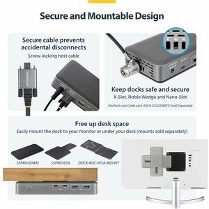 StarTech.com Station d'Accueil USB-C à Deux Écrans, HDMI, 4K 60Hz, Recharge de PC Portable 100 W, 1 GbE, Sans Pilote, Dock