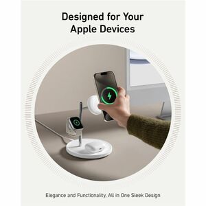 Caricatore a induzione ANKER MagGo A25M3 - Bianco, Argento - Per Dispositivo abilitato Qi2, iPhone, Smartwatch, AirPod, Ea