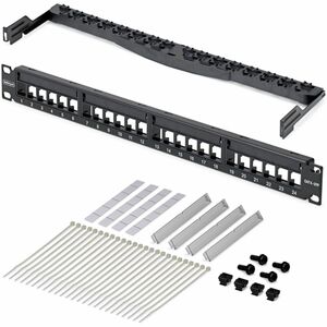 StarTech.com 24 Anschluss/AnschlüssePatch Panel - Kategorie 6, Kategorie 5e - Verdrilltes Doppelkabel - Schwarz - 1U Hoch 
