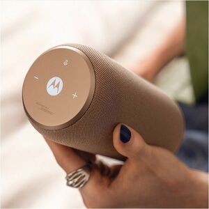 Motorola Mobility Portable Bluetooth Speaker System - 30 W RMS - Warm Taupe - Wireless LAN - Battery Rechargeable
