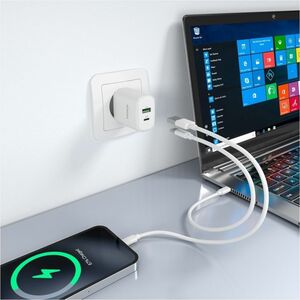 CARGADOR GAN 30W USB-C PD3.0 QC4.0 USB-A QC3.0 BLANCO