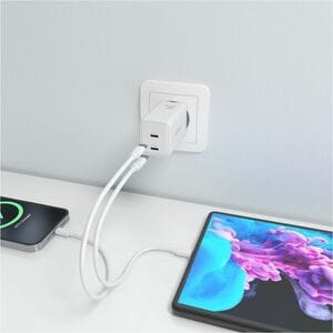 CARGADOR GAN 65W 2XUSB-C PD3.0 QC4.0 BLANCO
