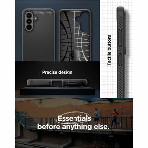 Spigen Rugged Armor Rugged Case for Samsung Galaxy A37 Smartphone - Carbon Fiber and Gloss Detailing - Matte Black - Matte