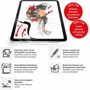 Displex PaperSense 3H PVC Displayschutz für Apple - Transparent, Black Edge (Schwarz) - für 33 cm (13 Zoll) LCD iPad Pro, 